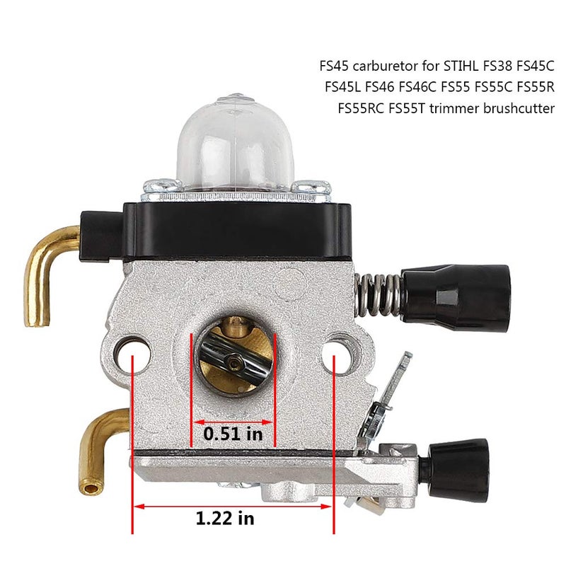HUSWELL FS45 FS55 Carburetor for STIHL FS38 FS45 FS46 FS55 KM55 HL45 FS45L FS45C FS46C FS55C FS55R C1Q-S97 String Trimmer Weed Eater w Air Filter Cover & Housing Fuel Line Kit - Image 4
